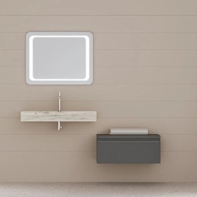 Mobile sottolavabo e lavabo Ofset per vasca centrale lavabo-rovere ice; cassetto-lino opaco L 80 x H 32 x P 46 cm 1 cassetto