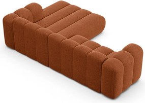 Divano angolare color mattone (con penisola a destra/con chaise lounge) con rivestimento in ciniglia Lupine – Micadoni