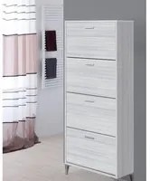 Scarpiera Salvaspazio in Legno Bianco Grigio 4 Ante Armadio 156 cm Feridras Colore: Grigio