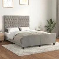 Giroletto con Testiera Grigio Chiaro 140x200 cm in Velluto cod mxl 60600