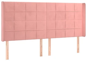 Testiera ad orecchio rosa 163x16x118/128 cm in velluto