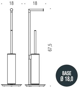 Colombo design mini b40180nm piantana portarotolo portascopino nero opaco