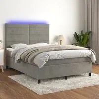 Letto a Molle Materasso e LED Grigio Chiaro 140x200 cm Vellutocod mxl 123026