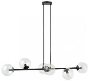Lampadario a Sospensione in Acciaio e Vetro ROSSI 6 Nero 6xE14 Colore delle Sfere Trasparente