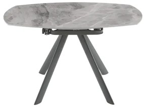 Tavolo in pietra effetto marmo Grigio ROUND con piano girevole D135 cm