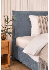 Letto matrimoniale imbottito blu con contenitore e rete inclusi 160x200 cm Myra Pillow – Bonami Selection