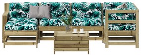 Set divani da giardino 7pz con cuscini legno impregnato di pino