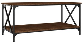 Tavolino rovere marrone 100x50x45 cm legno multistrato e ferro