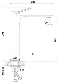 Aqualine - Miscelatore per lavabo BOLERO 29 cm cromo lucido