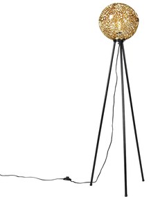 Lampada da terra Art Déco tripode oro - Maro