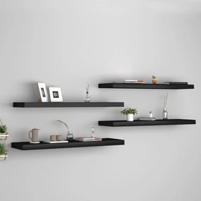 Scaffali A Parete 4 Pz Neri 90x23,5x3,8 Cm İn Mdf /