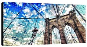 Stampa su tela Cielo sul Brooklyn bridge, multicolore 140 x 70 cm