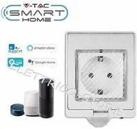 V-TAC SMART HOME VT-5000 PRESA DI CORRENTE 10A SCHUKO IP55 INTELLIGENTE WI-FI GESTIONE REMOTA DA SMARTPHONE