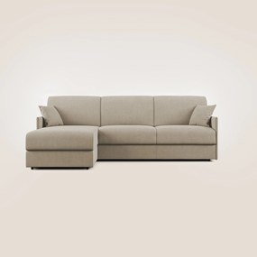 Evans Divano letto angolare con penisola in morbido tessuto impermeabile T02 beige