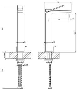 Miscelatore lavabo alto senza scarico cromo rettangolo k 53006 gessi