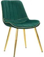 Set 2 Sedie Imbottite 51x59x79 cm in Poliestere Paris Verde e Oro