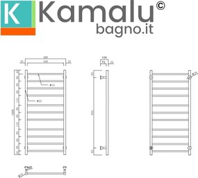 Termoarredo scaldasalviette elettrico colore gun metal | KAM-TR100GM KAM-TR100GM - KAMALU