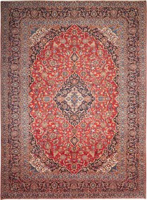 Kashan Tappeto 410x300 Blu (Iran) Annodato A Mano
