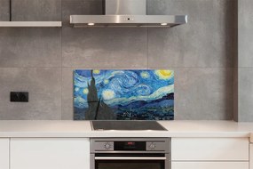Pannello paraschizzi cucina Notte stellata di Vincent van Gogh 100x50 cm