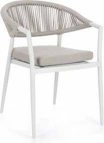 Sedia Da Esterno Impilabile Con Braccioli In Alluminio E Corda Millor Bianco JA61 Bizzotto