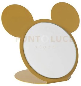 Specchio da tavolo di design mouse ocra in ferro, vetro per lo spec...