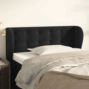 Testiera Ad Orecchio Nera 103x23x78/88 Cm İn Velluto /