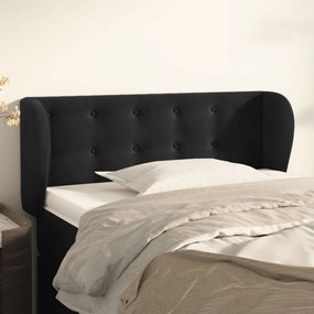 Testiera Ad Orecchio Nera 103x23x78/88 Cm İn Velluto /