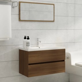 Mobile bagno lavabo integrato rovere marrone legno multistrato