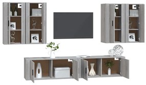 Set di Mobili Porta TV 6 pz Grigio Sonoma in Legno Multistrato