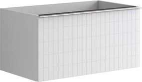 Cassettiera Pixel con 2 cassetti frontale grid laccato opaco bianco e maniglia alluminio brillante L80 x H40 x P45,5cm