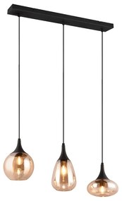 Lampada a sospensione nero-arancio con paralume in vetro Lumina - Trio