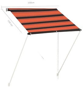 Tenda da Sole Retrattile 150x150 cm Arancione e Marrone