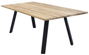 SALTUS - tavolo da giardino in alluminio e teak riciclato 200x100