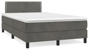 Giroletto A Molle Con Materasso Grigio Scuro 120x190 Cm Velluto /