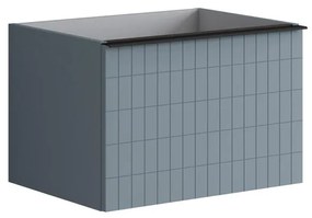 Mobile da bagno sotto lavabo Pixel grid laccato opaco indaco e maniglia alluminio nero L 60 x H 40 x P 45.5 cm 2 cassetti, lavabo non incluso