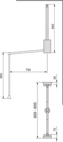 Appendiabiti regolabile per armadio 60 - 83 cm moka Acciaio e Tecnoplastica