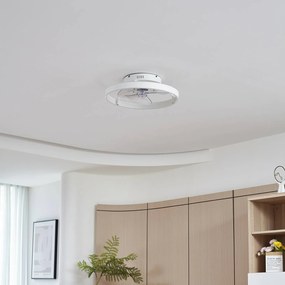 Ventilatore da soffitto LED Lindby Momitu, bianco, alluminio, Ø 14 cm