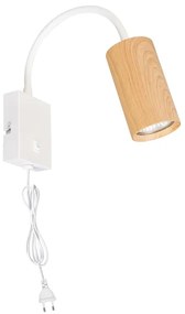 Brilagi - Lampada flessibile da muro SELE 1xGU10/30W/230V bianco/decorazioni in rovere