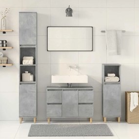 Set mobili da bagno 3 pz grigio cemento in legno multistrato