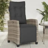 Sedia Reclinabile da Giardino con Poggiapiedi Grigia Polyrattancod mxl 88660