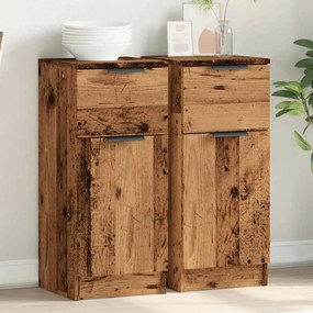 Credenze 2 Pz Legno Antico 30x30x70 Cm İn Legno Multistrato /