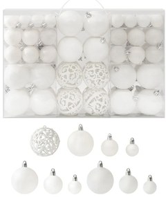 Set Palline di Natale 100 pz 3/4/6 cm, Bianco