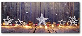 Quadro di vetro Ornamenti di stelle di Natale con luce di Natale 100x50 cm