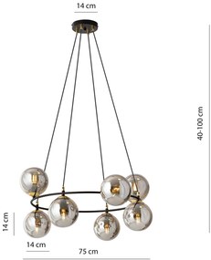 Lampadario Minimal Tiamat Acciaio Nero Oro Grigio 7 Luci E14 Ip20