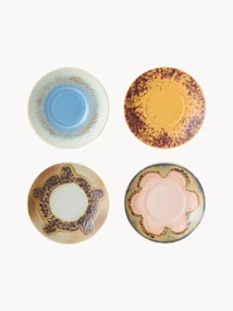 Set di 4 piattini in gres fatti a mano 70's