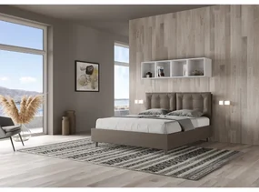 Letto contenitore imbottito 160x190 similpelle cappuccino Annalisa