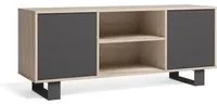 Mobile TV 137x40x57cm con 2 porte salone-soggiorno Rovere e colori porte Grigio Antracite modello Wind