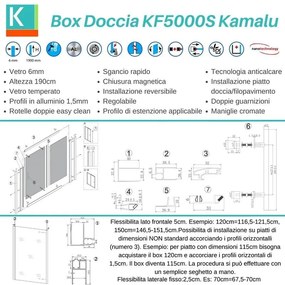 Kamalu - doccia angolare 130x90 vetro opaco anticalcare anta scorrevole kf5000s