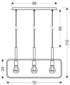 Lampadario a sospensione con filo FRAME 3xE27/60W/230V nero