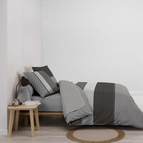 Set copripiumino e federa bianco e nero in cotone per letto matrimoniale ed esteso con lenzuolo incluso/6 pezzi 240x220 cm Meiko – douceur d'intérieur